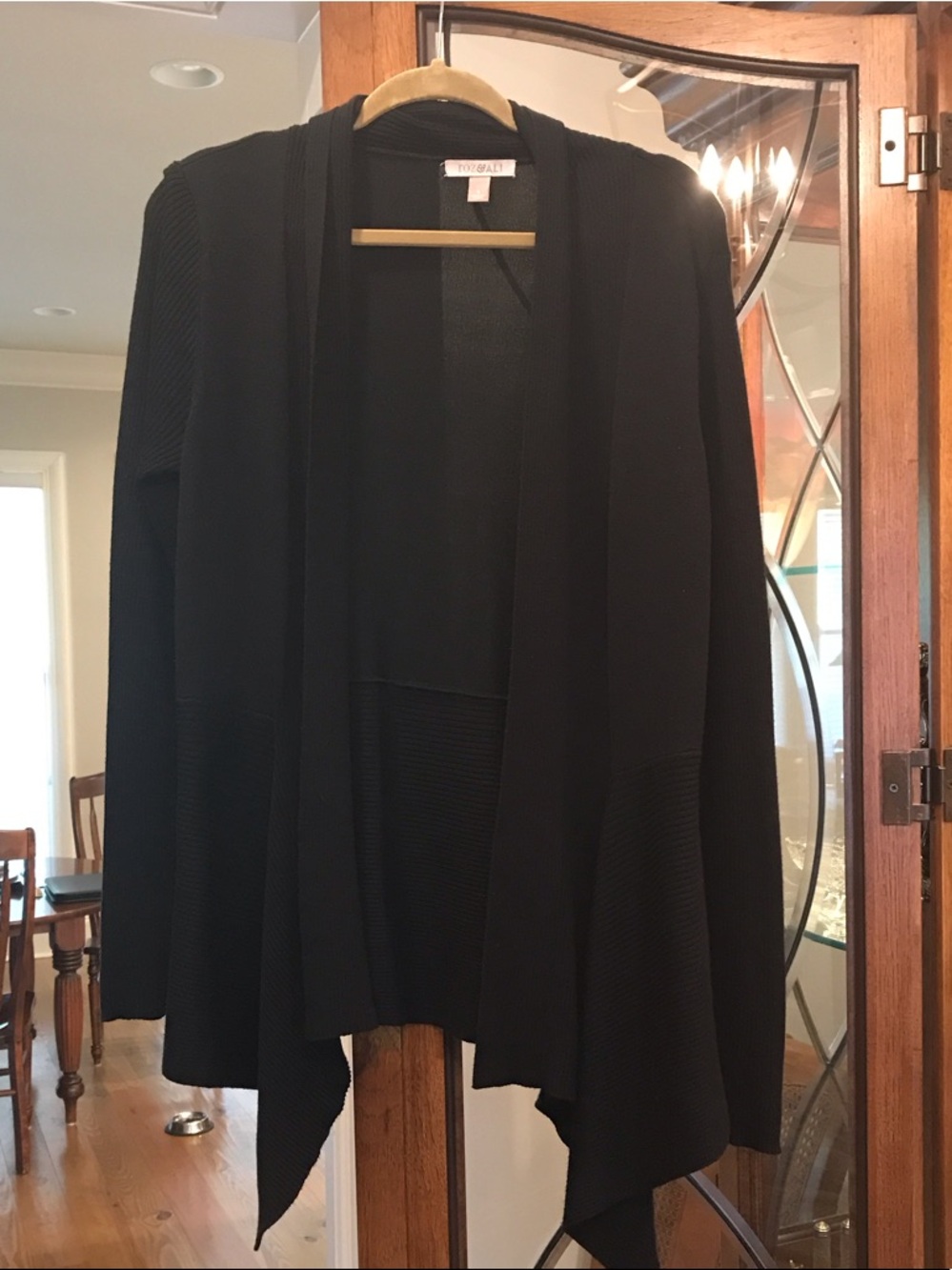 Roz & Ali, Black Cardigan Draped Style S
